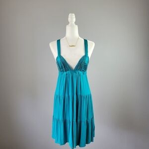 INGWA MELERO // crochet lace satin ribbon plunge open cross tie back tie dress